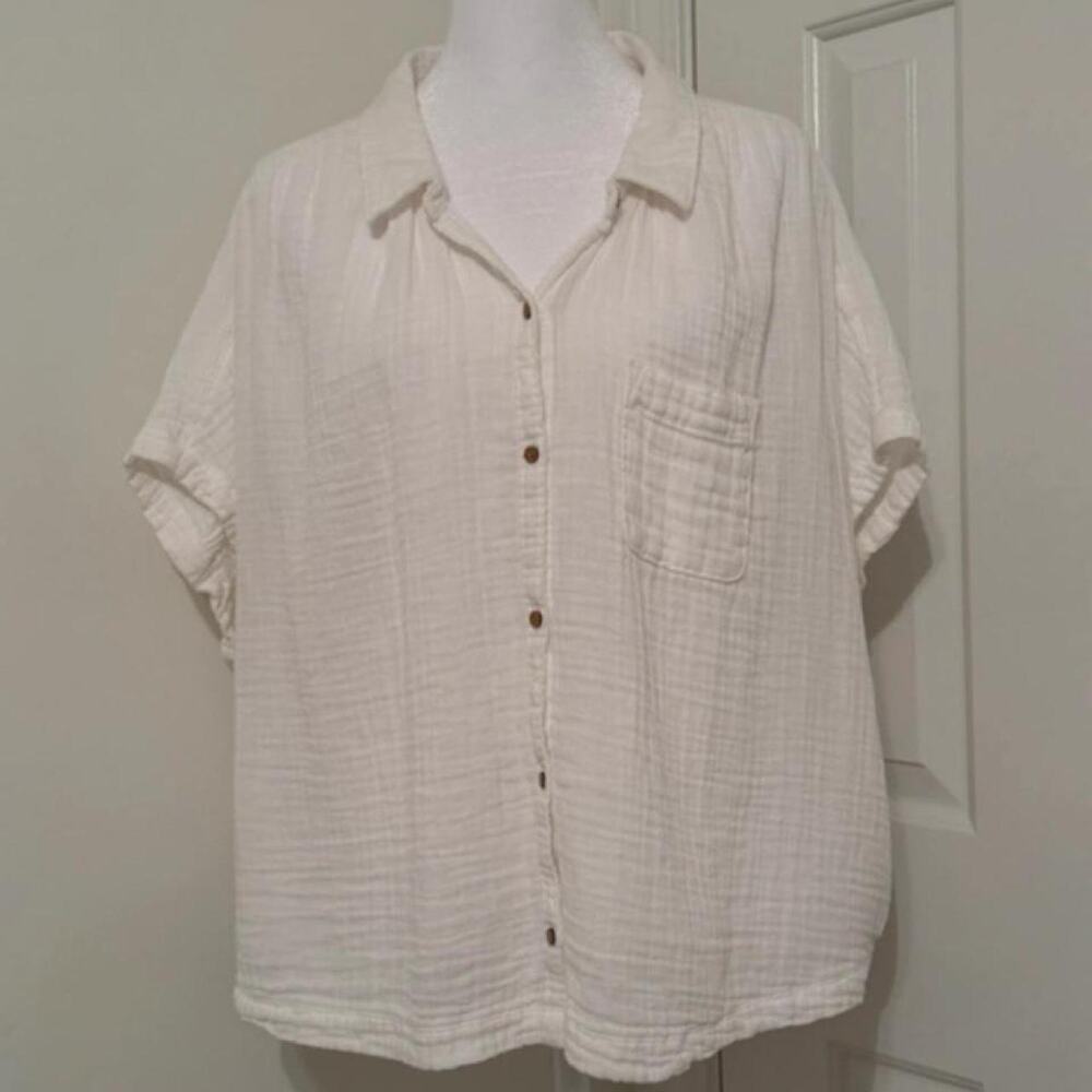 White Button Up Cropped Top